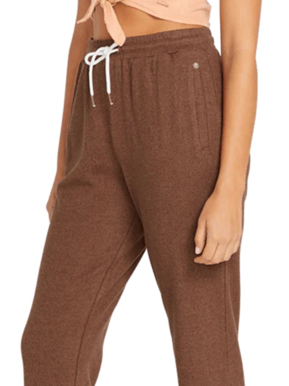 VOLCOM Cozy Brown Ultra Soft Lined Drawstring Jogger Pants with Drawstring - Picture 4 of 6